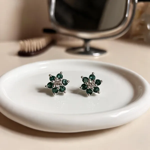 Green_Stone_925_Silver_Floral_Stud_Earrings_For_Women