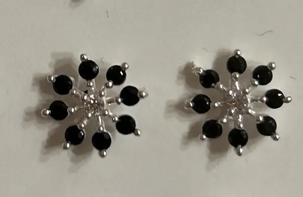Black_925_Silver_Beaded_Floral_Stud_Earrings_For_Women