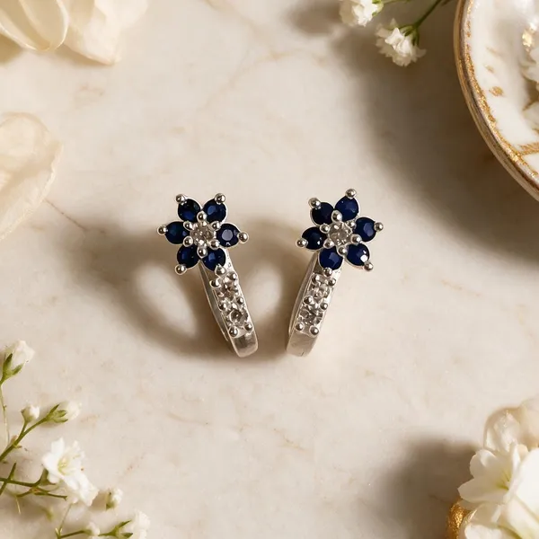 925_Silver_Blue_Floral_Drop_Studs