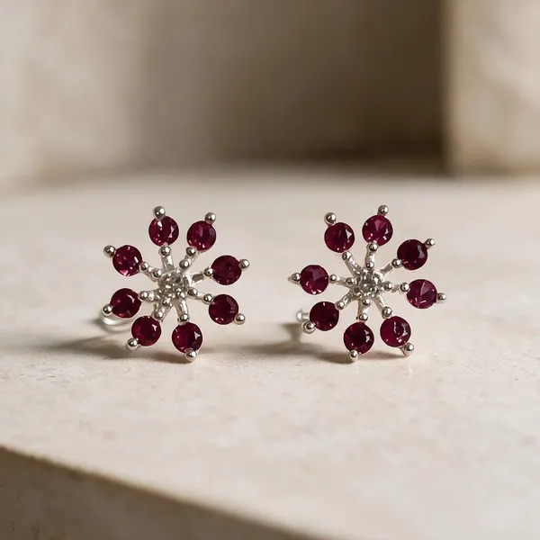 925_Ruby_Red_Floral_Crystal_Studs