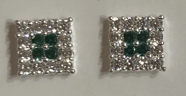 Silver_&_Green_925_Silver_Stone_Square_Stud_Earrings_For_Women