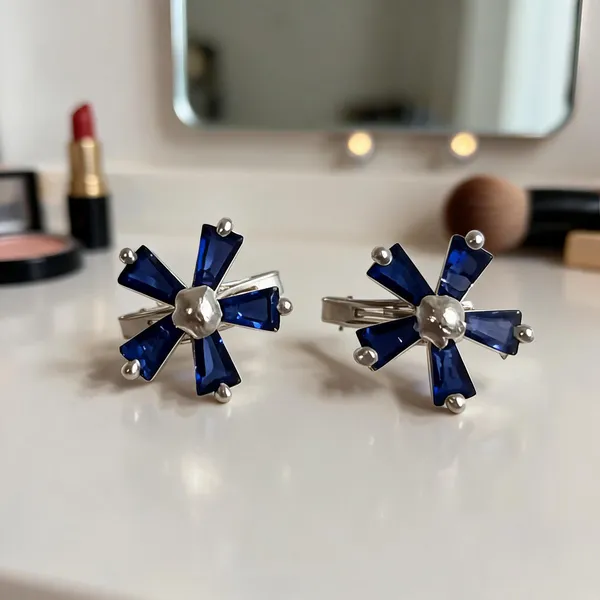 Blue_925_Silver_Floral_Hair_Clips_For_Women