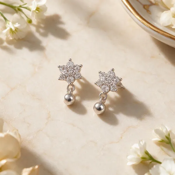 925_Silver_Star_Pearl_Drop_Studs