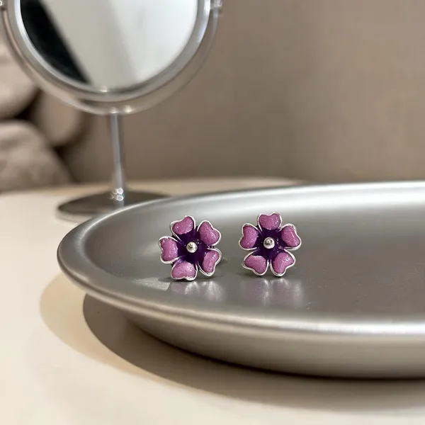 Purple_925_Silver_Floral_Stud_Earrings_For_Women