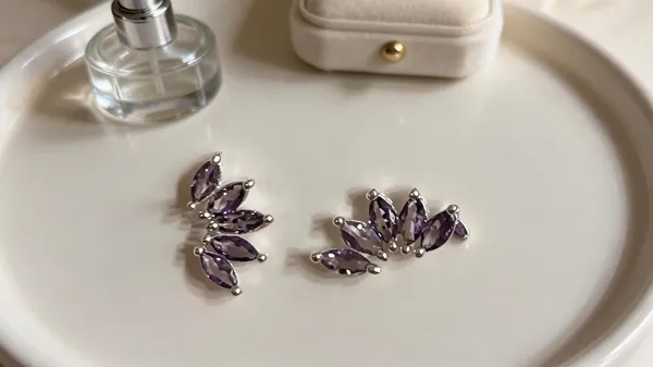 Purple_925_Silver_Stone_Floral_Stud_Earrings_For_Women