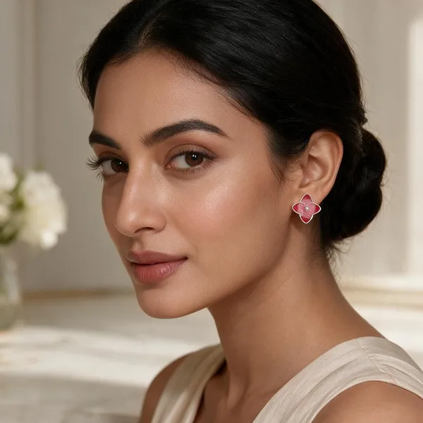 925_Silver_Ruby_Blossom_Studs_