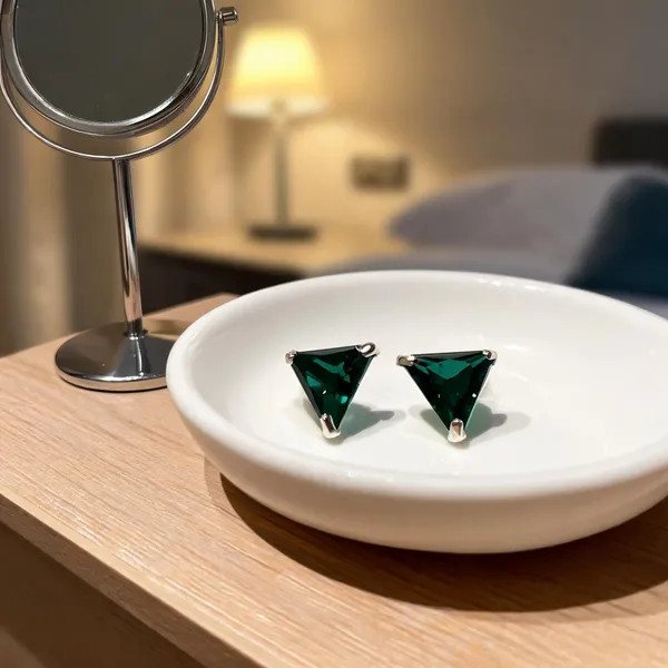 Green_925_Silver_Triangle_Stud_Earrings_For_Women