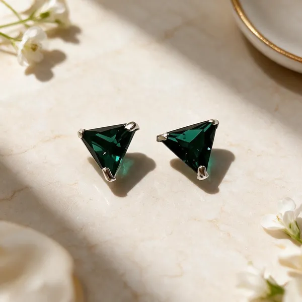 925_Green_Triangle_Sterling_Silver_Studs