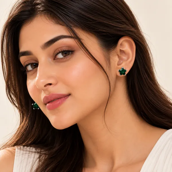 925_Green_Star_Sterling_Silver_Studs