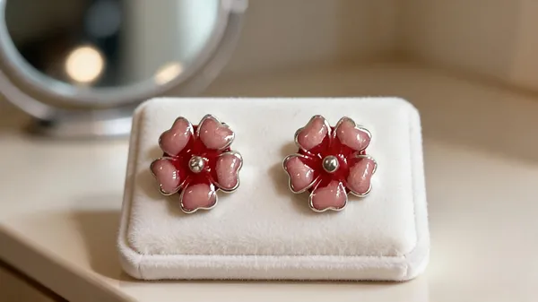 Pink_925_Silver_Floral_Stud_Earrings_For_Women