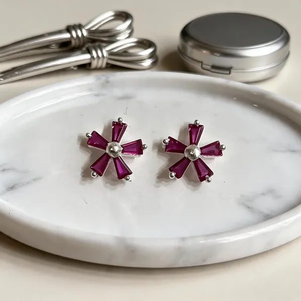 Purple_925_Sterling_Floral_Stud_Earrings_For_Women