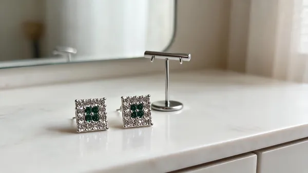 Silver_&_Green_925_Silver_Stone_Square_Stud_Earrings_For_Women