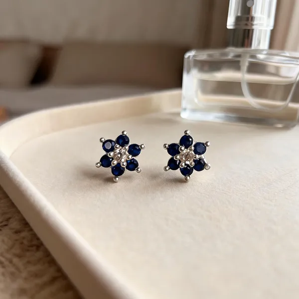 Blue_925_Silver_Stone_Floral_Stud_Earrings_For_Women