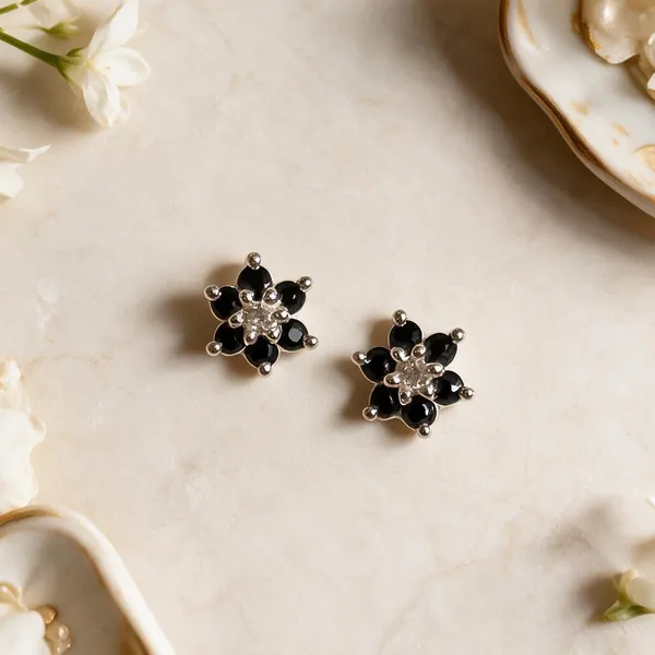 925_Black_Floral_Crystal_Studs