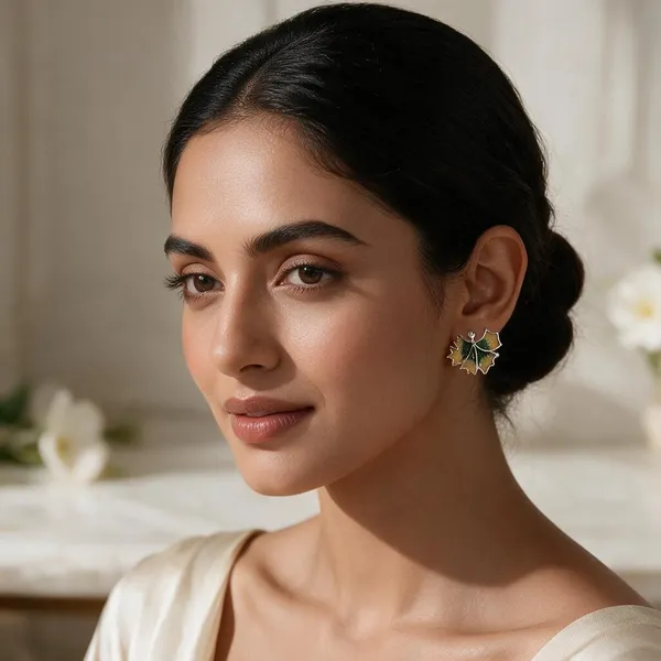 925_Silver_Emerald_Autumn_Leaf_Studs_