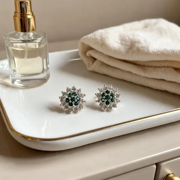 Green_925_Silver_Floral_Stud_Earrings_For_Women
