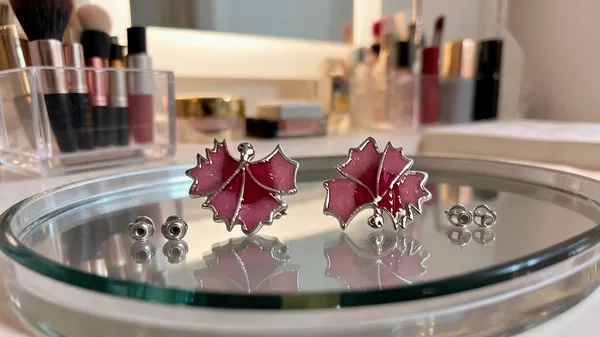 Pink_925_Silver_Floral_Enamel_Earrings_For_Women