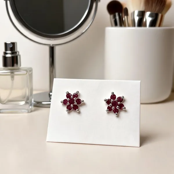 Maroon_925_Sterling_Floral_Stud_Earrings_For_Women