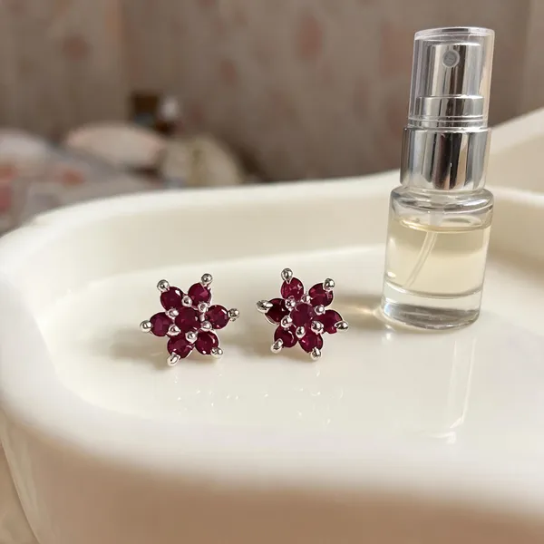 Maroon_925_Sterling_Floral_Stud_Earrings_For_Women