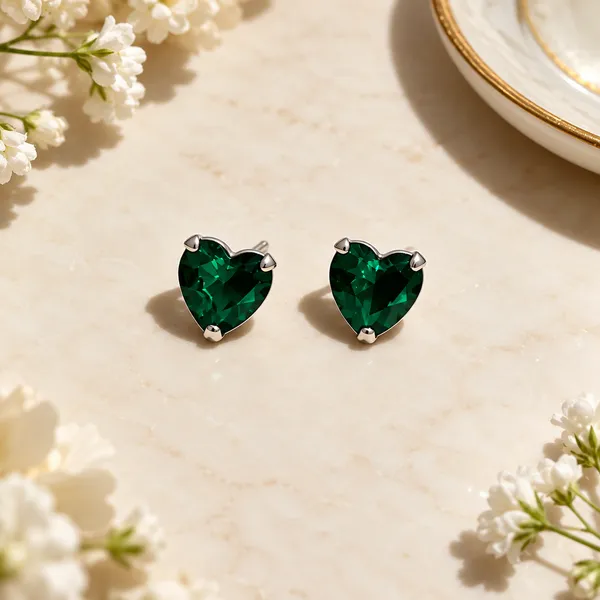 925_Green_Heart_Sterling_Silver_Studs
