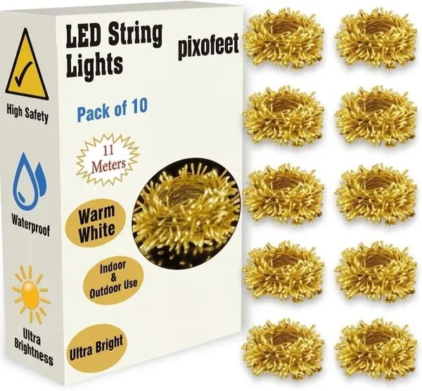 Pixofeet_25_Leds_12_M_Yellow_Steady_Ball_Rice_Lights_(Pack_Of_10)