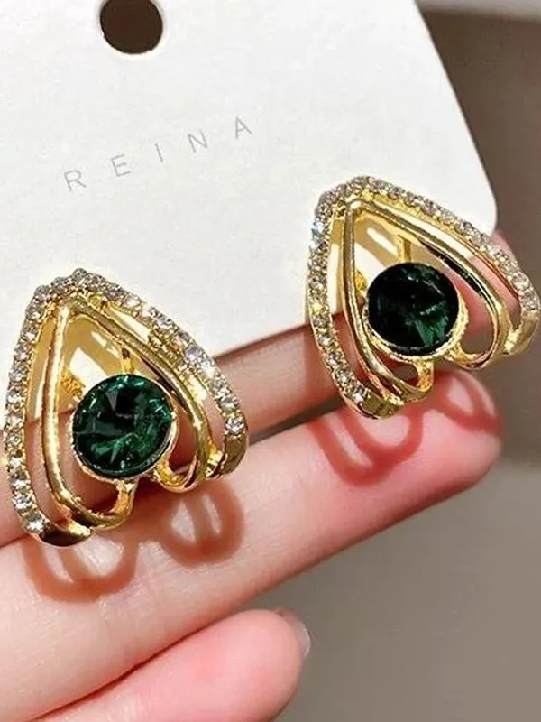 Gold_Tone_Green_Stone_Triangular_Stud_Earrings_for_Women