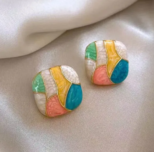 Colorful_Enamel_Earrings_Combo_–_Teal_Mint_Hoop,_Pastel_Butterfly_&_Multicolor_Mosaic_Studs_|_3_Pair_Combo