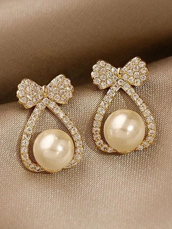 Gold_Tone_Bow_Pearl_Drop_Earrings_for_Women