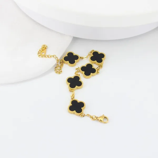 Gold_Tone_Black_Clover_Charm_Bracelet_for_Women