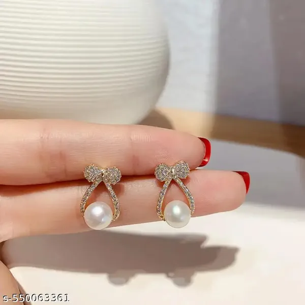 Gold_Tone_Bow_Pearl_Drop_Earrings_for_Women