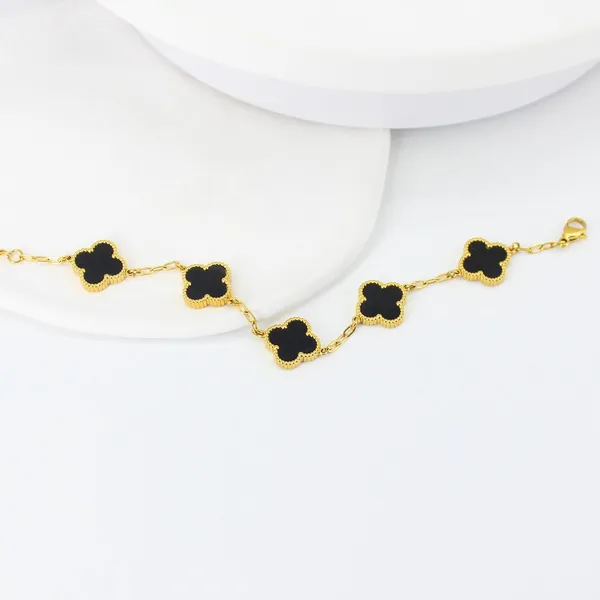 Gold_Tone_Black_Clover_Charm_Bracelet_for_Women
