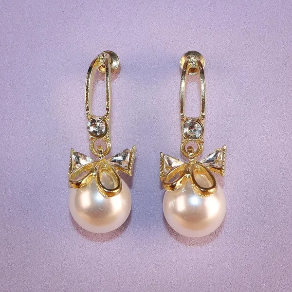 Gold_Tone_Pearl_Bow_Earrings_for_Women