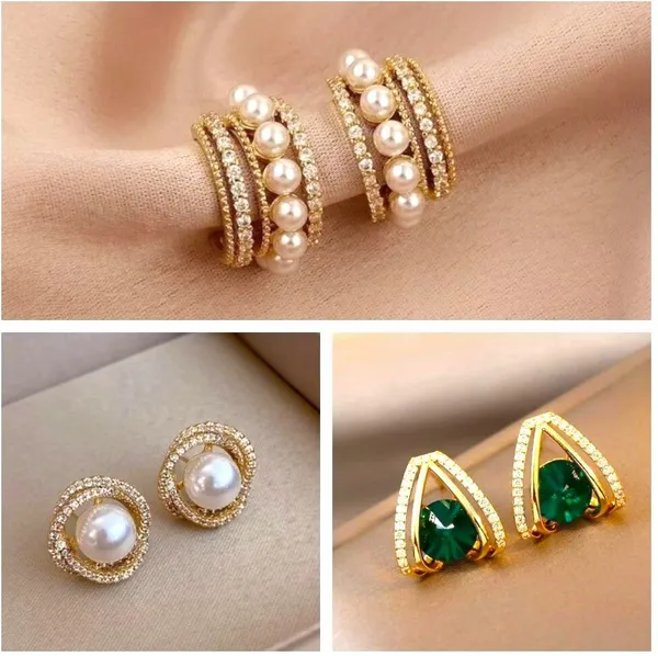 Gold_Tone_Green_Stone_Triangular_Stud_Earrings_for_Women