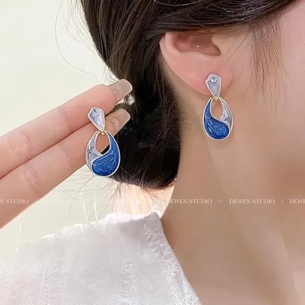 Blue_Silver_Tone_Drop_Earrings_for_Women