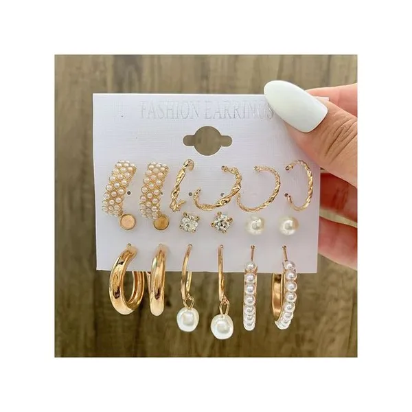 Gold_Tone_Pearl_Hoop_Earrings_Set_for_Women