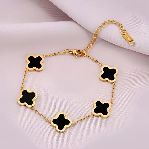 Gold_Tone_Black_Clover_Charm_Bracelet_for_Women