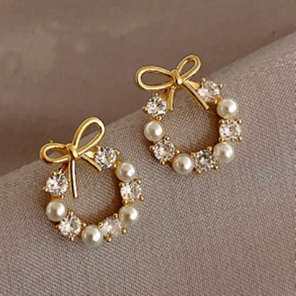Gold-Tone_Bow_Pearl_Hoop_Earrings_for_Women