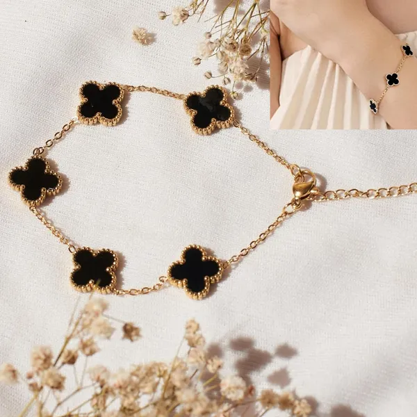 Gold_Tone_Black_Clover_Charm_Bracelet_for_Women