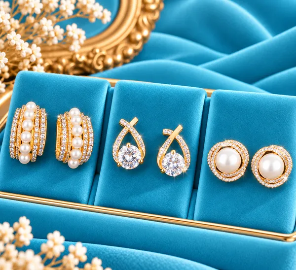 Premium_Gold_Pearl_&_Crystal_Earrings_Combo_–_Pearl_Hoop,_Halo_Stud_&_CZ_Teardrop_Design_|_3_Pair_Combo