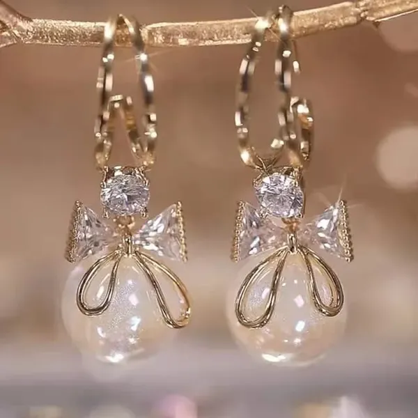 Gold_Tone_Pearl_Bow_Earrings_for_Women
