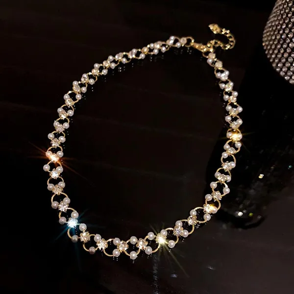 Gold_Tone_Pearl_And_Crystal_Necklace_for_Women