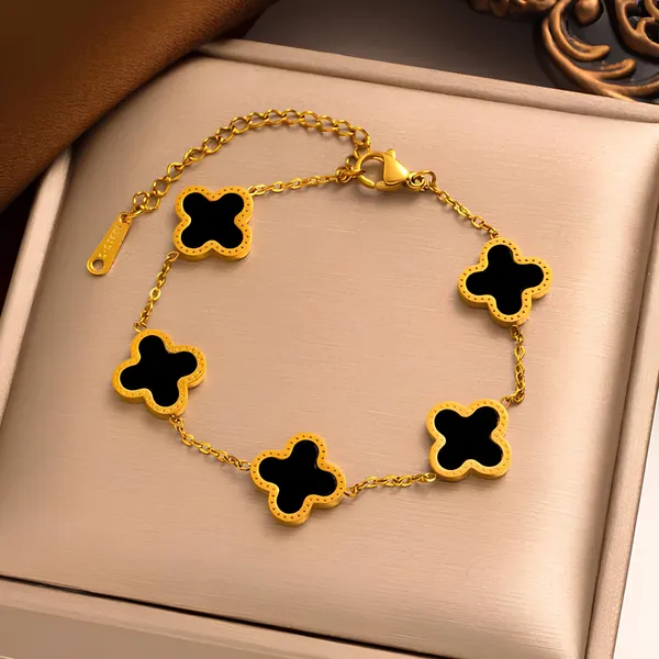 Gold_Tone_Black_Clover_Charm_Bracelet_for_Women