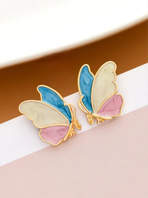 Colorful_Enamel_Earrings_Combo_–_Teal_Mint_Hoop,_Pastel_Butterfly_&_Multicolor_Mosaic_Studs_|_3_Pair_Combo