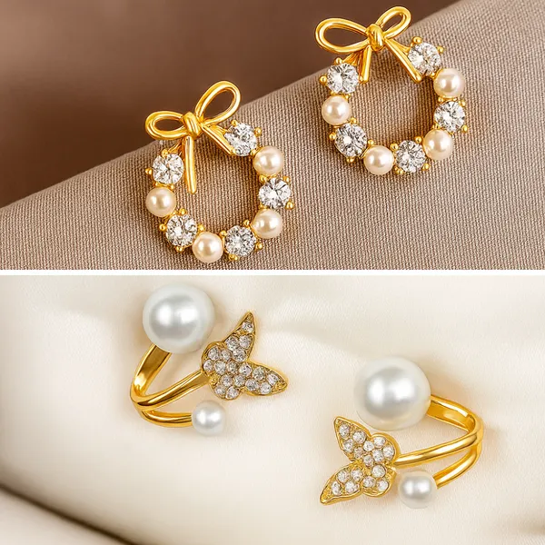 Gold-Tone_Bow_Pearl_Hoop_Earrings_for_Women