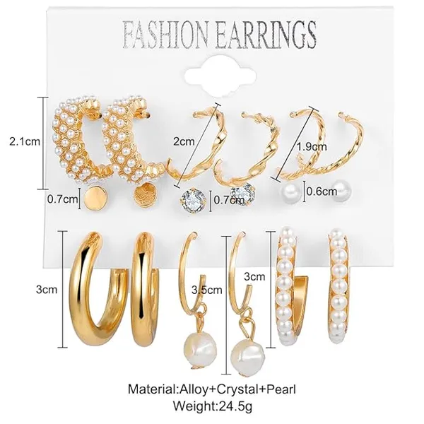 Gold_Tone_Pearl_Hoop_Earrings_Set_for_Women