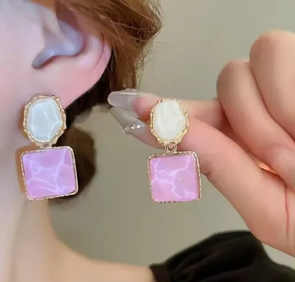 Premium_Gold-Plated_Pearl_&_Color_Stone_Earrings_Combo_–_Lavender,_Pink_&_Blue_Geometric_Statement_Earrings_|_3_Pair_Combo