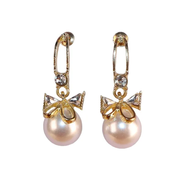 Gold_Tone_Pearl_Bow_Earrings_for_Women