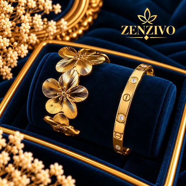 Premium_Gold_Floral_&_Screw-Design_Bracelet_Combo_–_Elegant_Luxury_Bracelet_Set