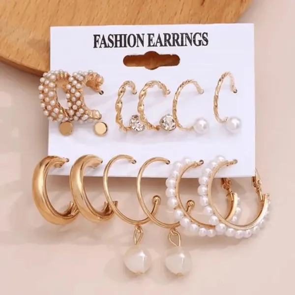 Gold_Tone_Pearl_Hoop_Earrings_Set_for_Women