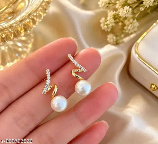 Gold_Tone_Pearl_Drop_Earrings_For_Women